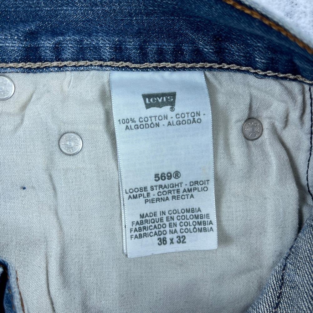 Levi Strauss & CO Mens 36x32 569 Loose Straight Denim Jeans Blue Solid Baggy - Picture 11 of 13